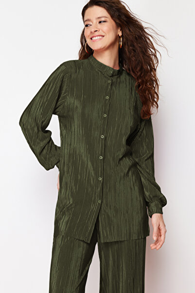 Trendyol Modest Khaki hajtogatott kötött alsó-felső készlet TCTSS24US00040