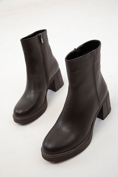 SOHO Γυναικείες μπότες από γνήσιο δέρμα καφέ - Bootie 20165