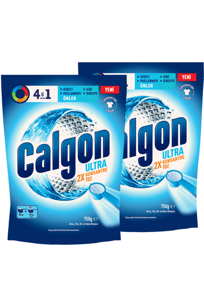 Calgon Power Kir, Pas, Kireç ve Koku Önleyici 4'ü 1 Arada Ultra Konsantre Toz 750 g x 2
