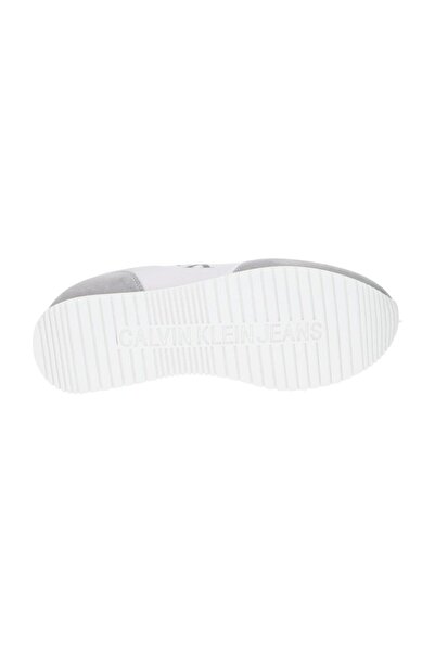 Calvin Klein Erkek Marka Logolu Bağcıklı Kaydırmaz Tabanlı Günlük Gri-Beyaz Sneaker YM0YM00746-0IX
