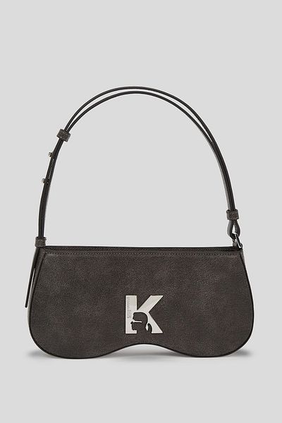 Karl Lagerfeld Damen-Umhängetasche aus schwarzem Jeans-Leder – 17,5 x 12,5 x 5,5 cm 246J3029