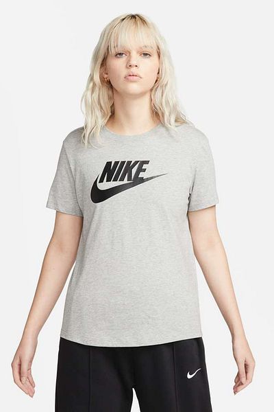 Nike Damen-T-Shirt mit Rundhalsausschnitt in Schwarz-Grau-Silber DX7906-063 W NSW TEE ESS ICN FTRA