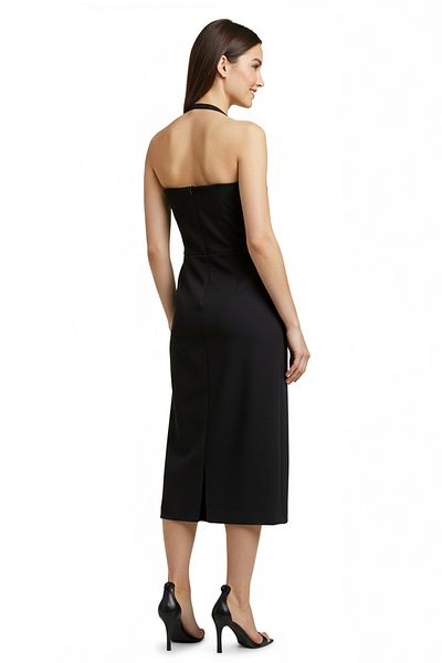 Trendyol Collection Tkané stylové midi šaty s černými doplňky Detail Tprss25El00014