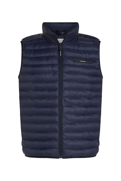 Calvin Klein Men's Stand Collar Solid Cut Zipper Closure Navy Blue Vest K10K 113470 -Chw