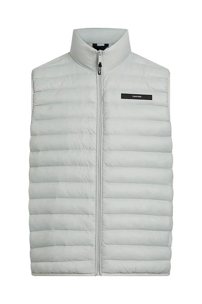Calvin Klein Men's Stand Collar Solid Cut Zipper Closure Gray Vest K10K 113470 -Peb