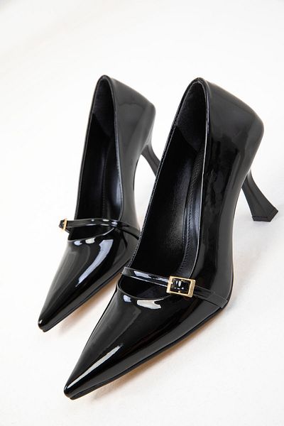 SOHO Patent Leather Black Women's Classic Heeled Shoes - 20179