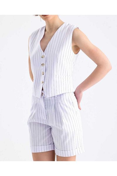 NILO DESGIN Linen Striped Vest and Shorts Set - From the Seasons' Favorite Sets
