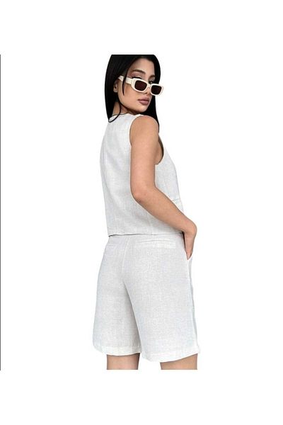 NILO DESGIN Specially Designed Natural Linen Vest and Shorts Set - Set of 2