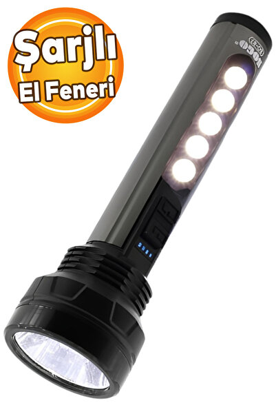 Badem10 El Feneri Şarjlı Ledli Işıldak Kamp Lambası Gece Aydınlatma 5 W Beyaz...