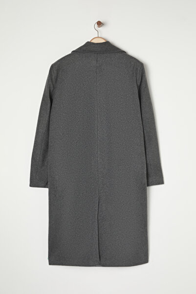 Trendyol Collection Long Anthracite Stamp Winter Coat - Double Breasted Loose Fit Tmnaw23Kb00003