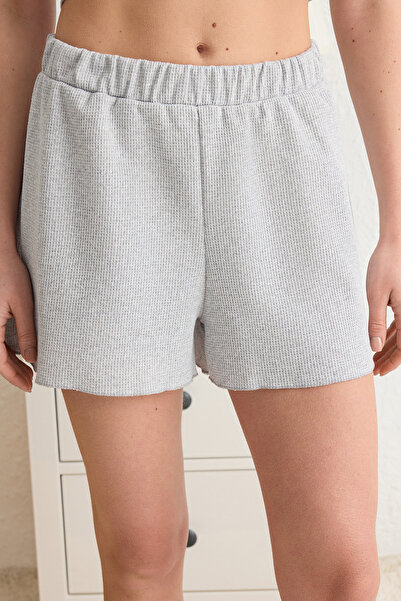 Trendyol Collection Gray Melange Plain Waffle Knitted Pajamas Set Thmss25Pt00113