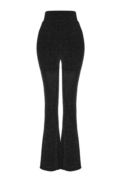 Trendyol Collection Antracit magas derekú Lurex kötött nadrág TEDAW25PL00027