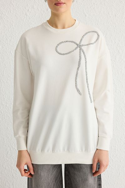 Trendyol Modest Pletená mikina Ecru 2 vlákna bez rastru Tctss25Tw00002