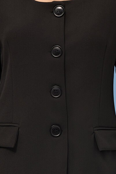 Trendyol Collection Černé sako s čtvercovým výstřihem - Twoss25Bc00014