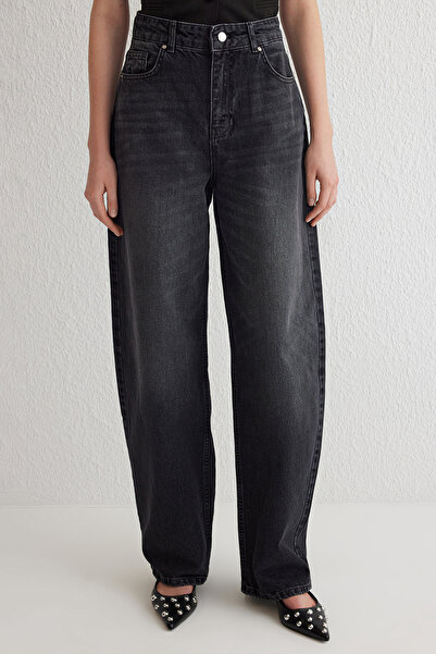 Trendyol Collection Black High Waist Barrel Baggy Jeans Twoss25Je00085