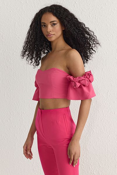 Trendyol Collection Rosa Rose Detailliertes gewebtes Bustier TPRSS25BS00000