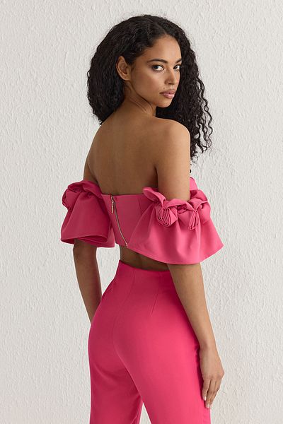 Trendyol Collection Růžová růže Detailní Crop Woven Bustier TPRSS25BS00000