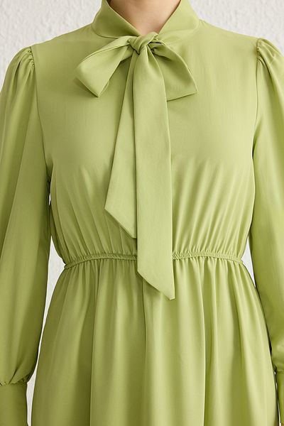 Trendyol Modest Χακί γιακά δεμένο ίσιο υφαντό φόρεμα TCTSS24EB00136
