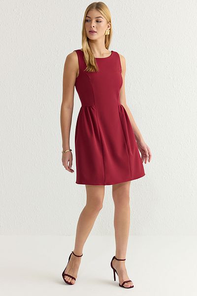 Trendyol Collection Burgundy A-Line Skirt Volume Mini Woven Dress Twoss25El00320