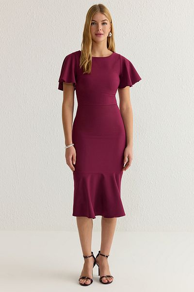 Trendyol Collection Lila gerades Midi-Webkleid TWOSS20EL1342