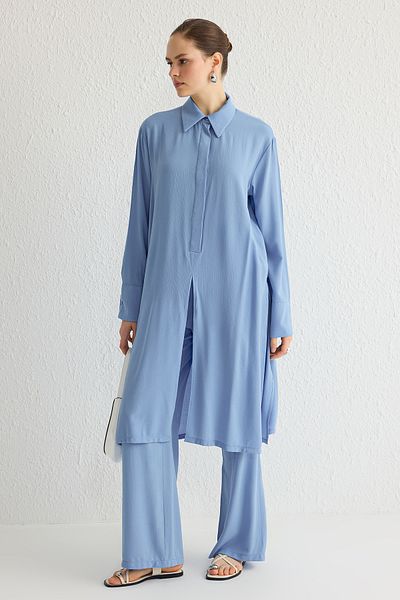Trendyol Modest Modrý přední rozparkovaný tkaný spodní oblek Tctss25Us00005
