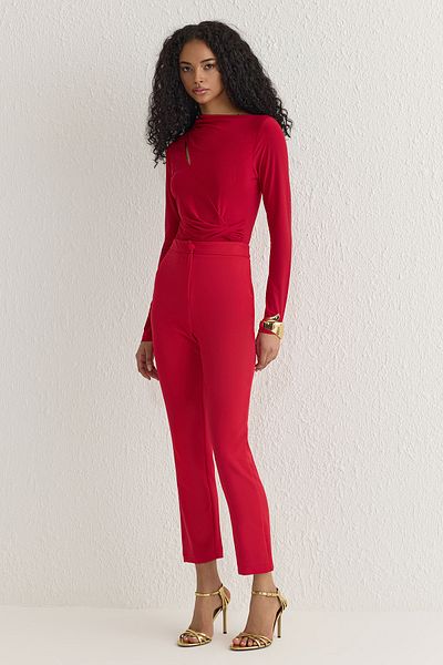 Trendyol Collection Red Cut Out/Window Detaillierte Kordelzug-Druckknöpfe TPRSS25BD00000