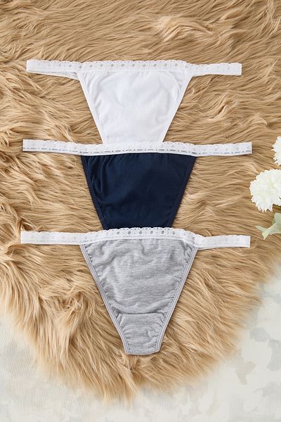 Trendyol Collection Μπλε ναυτικό-Πολύχρωμο εσώρουχο 3 τμχ μονό ζέρσεϊ στρινγκ THMSS25KU00024
