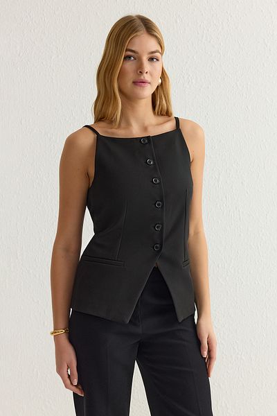 Trendyol Collection Black Regular Woven Vest Twoss25Ye00010