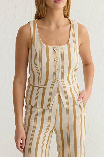 Trendyol Collection Colorful Striped Square Collar Vest and Wide Leg Pants Set - Twoss25Au00032