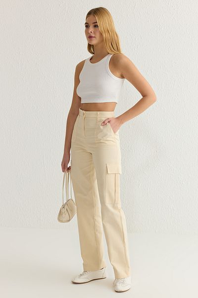 Trendyol Collection Stone Cargo Straight/Straight Cut Doppeltaschen-Webhose TWOSS25PL00023