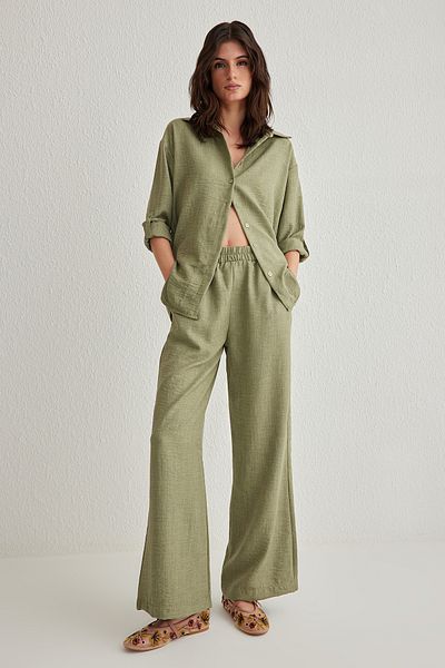 Trendyol Collection Világos khaki szövésű alsó-felső készlet TWOSS24AU00095