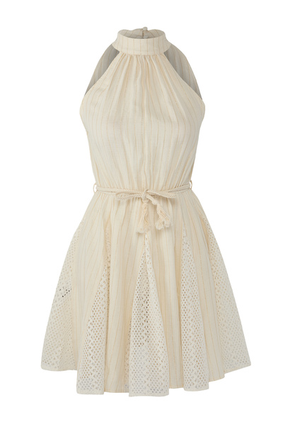 Trendyol Collection Beige Printed Oversize Midi Woven 100% Cotton Dress