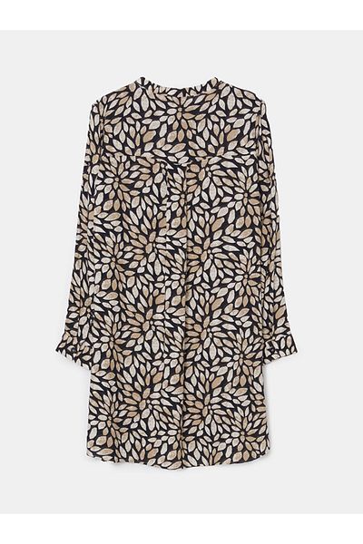 LC Waikiki Lcw Grace Black Judge Collar Patterned Women's Tunic