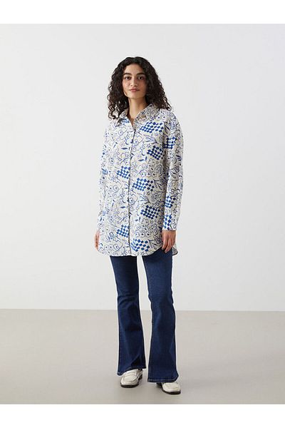 LC Waikiki Cămașă de damă oversize cu model de sezon nou tunică - S5FE26Z8