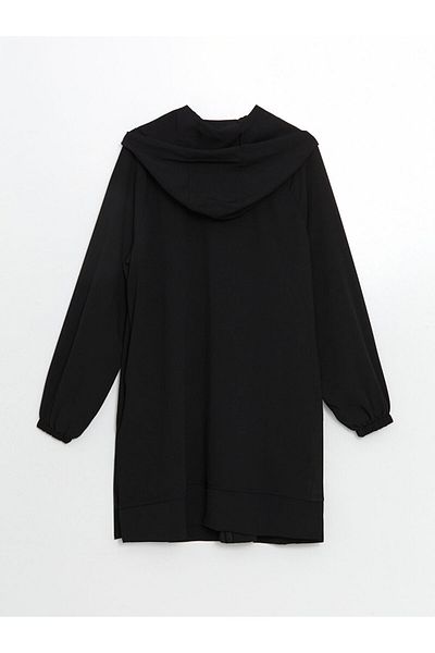 LC Waikiki Lcw Modest Black Hooded Oversize Women's Tunic