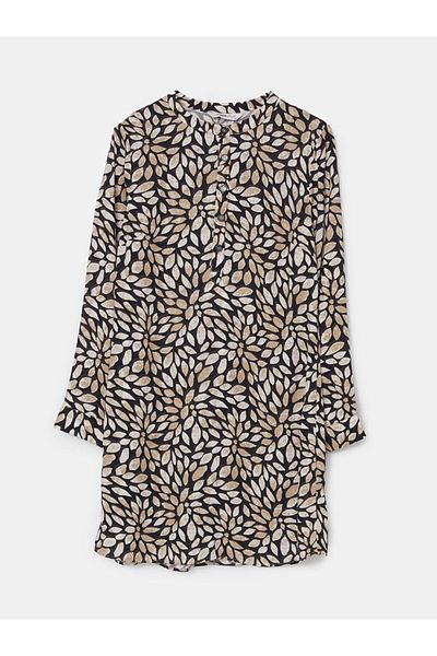 LC Waikiki Lcw Grace Black Judge Collar Patterned Women's Tunic