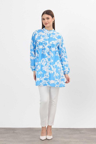 Rays 4366A Model Tunica albastra cu model - Maneca elastica