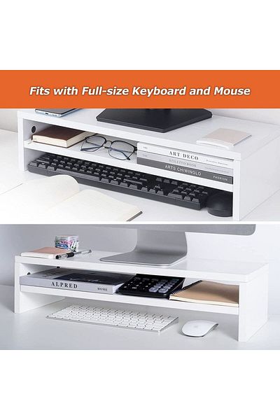 Mahmayi White MSR-WHT Monitor Stand Riser for Laptop Computer/TV/PC/Printer, Multifunctional Systems