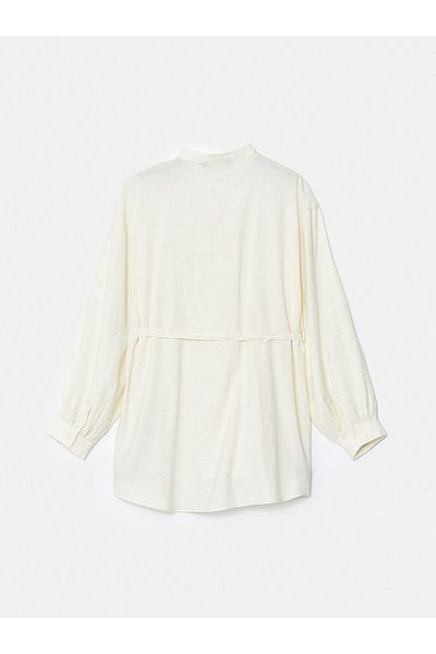 LC Waikiki Lcw Modest Ecru Prevailing Collar Linen Blend Women's Shirt Tunic