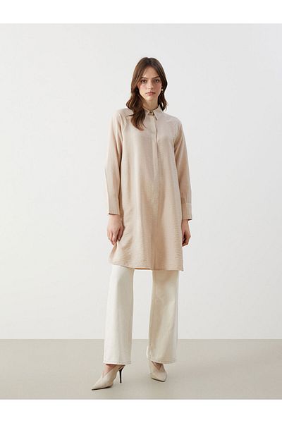 LC Waikiki Γυναικείο πουκάμισο LCW Modest Beige με υφή