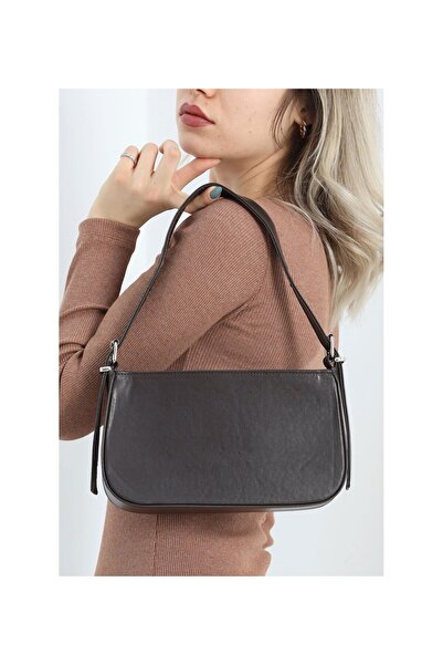 İncim Коричнева мінімалістична сумка-багет для жінок через плече та ручна сумка