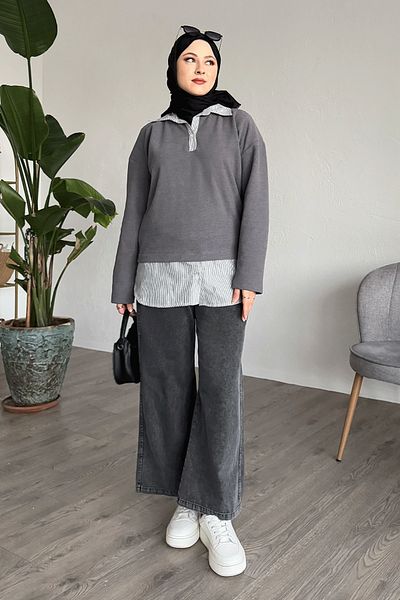 InStyle Garnished Thessaloniki Fabric Gray Sweat