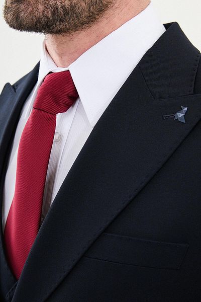 Mcr Straight Slim Fit Mono Collar Classic Men's Suit Navy Blue - 45368.24K