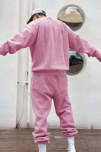 CAST COLLECTİON Men's Pink Balance Printed Sweatshirt Sweatpants Set