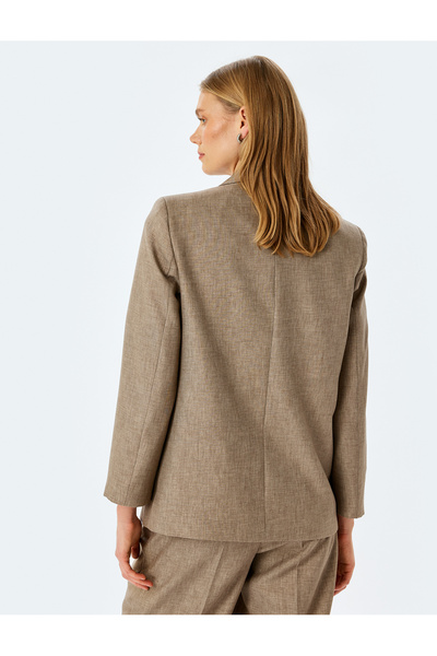 Koton Double Breasted Oversize Blazer Jacket with Flap Pocket Detail