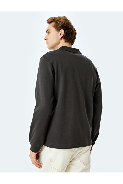 Koton Cotton Interlock Fabric Polo Neck Sweatshirt
