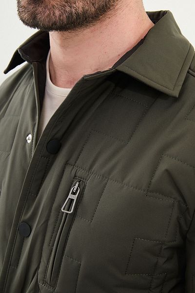 Mcr Quilted Slim Fit Shirt Collar Men's Coat Khaki - 39618.24K