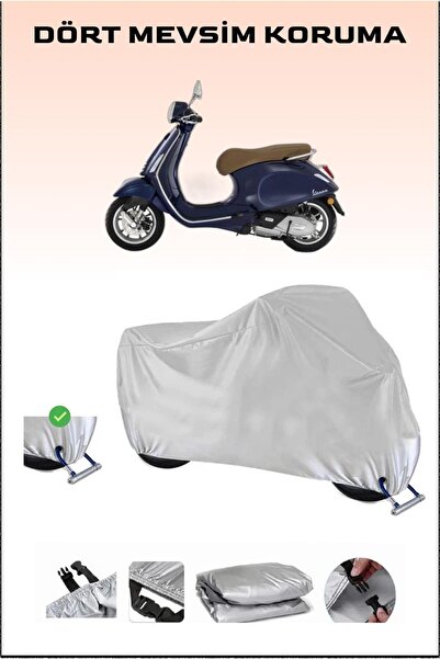 Breen Vespa Primavera 150 için Kilit Uyumlu Motosiklet Branda, Gri, Güvenli, Su Geçirmez Dayanıklı Kumaş