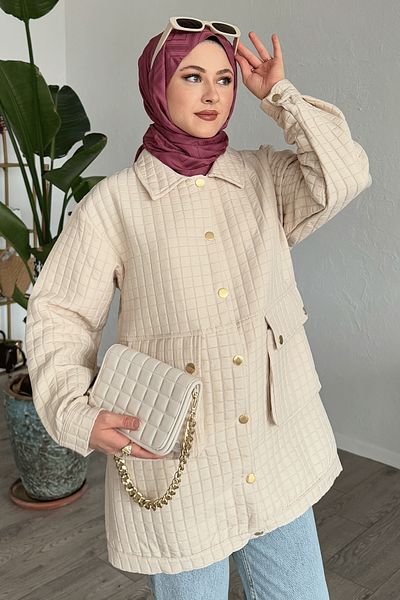 InStyle Καπάκι μπεζ με καπιτονέ τσέπη τσάντας