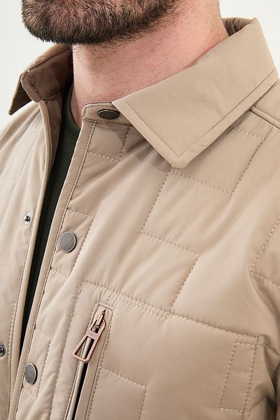 Mcr Quilted Slim Fit Shirt Collar Men's Coat Beige - 39618.24K